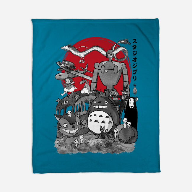 The Fantastic World Of Hayao-None-Fleece-Blanket-DrMonekers
