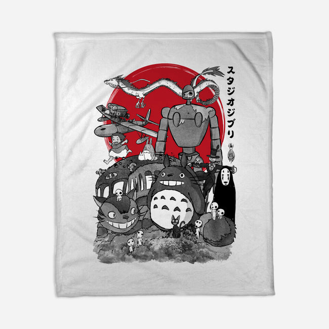 The Fantastic World Of Hayao-None-Fleece-Blanket-DrMonekers