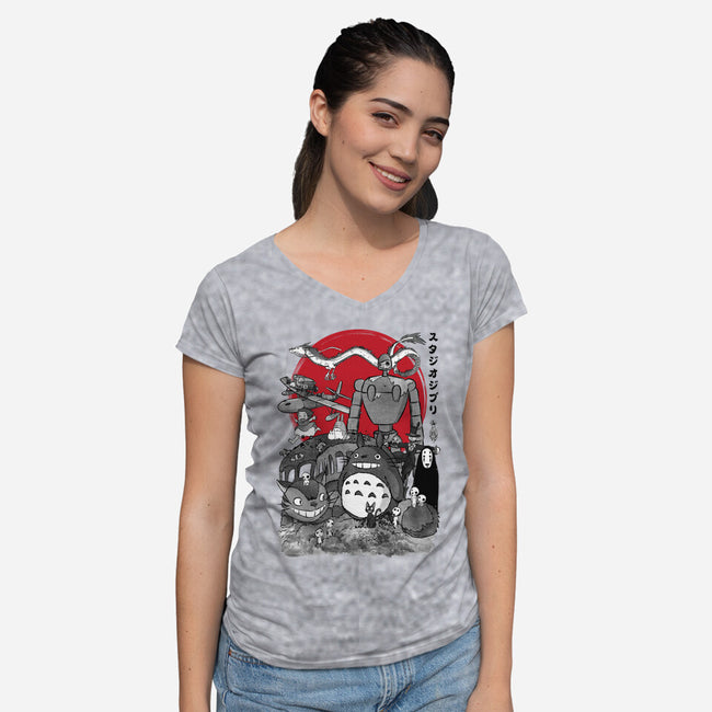 The Fantastic World Of Hayao-Womens-V-Neck-Tee-DrMonekers
