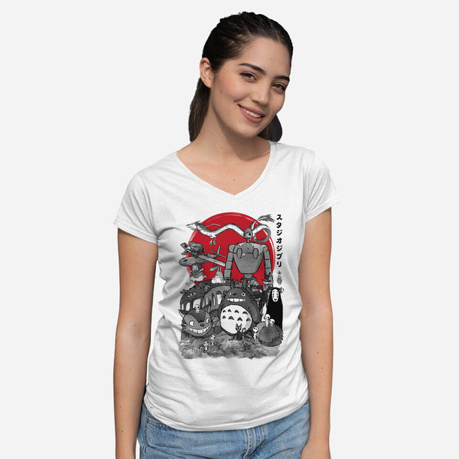 The Fantastic World Of Hayao-Womens-V-Neck-Tee-DrMonekers