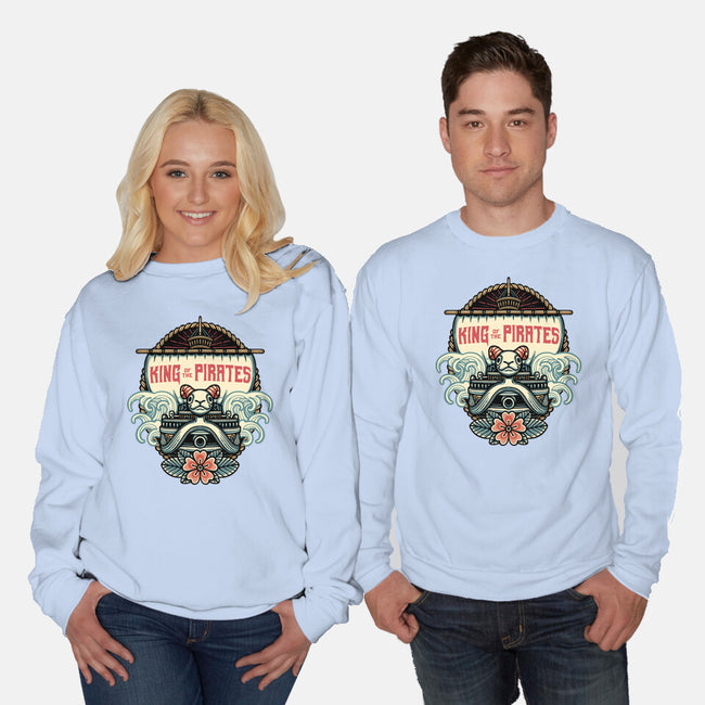King Of The Pirates Insignia-Unisex-Crew Neck-Sweatshirt-glitchygorilla