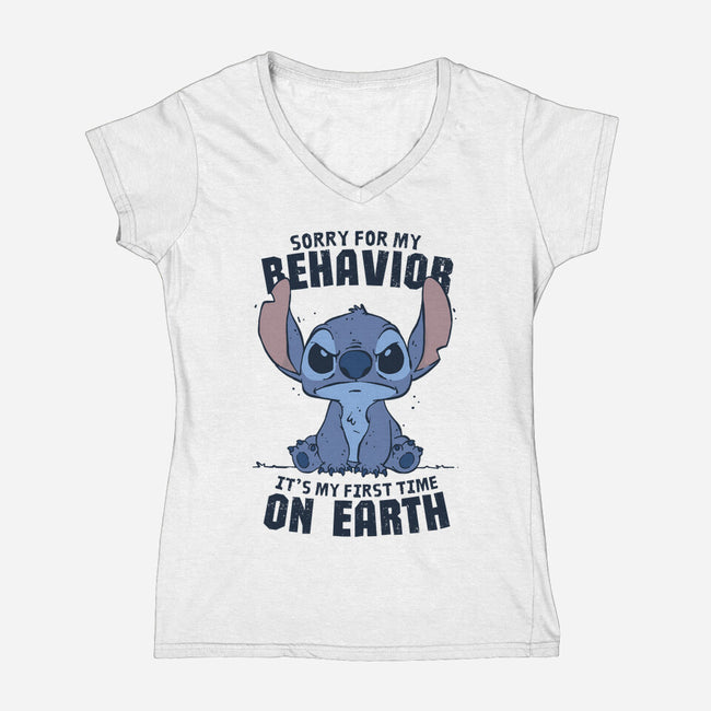 Sorry For My Behavior-Womens-V-Neck-Tee-GODZILLARGE