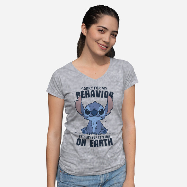 Sorry For My Behavior-Womens-V-Neck-Tee-GODZILLARGE