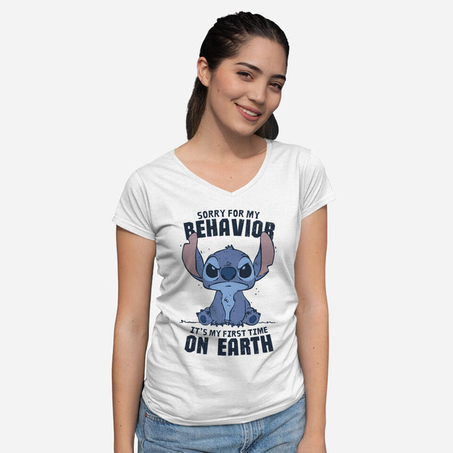 Sorry For My Behavior-Womens-V-Neck-Tee-GODZILLARGE