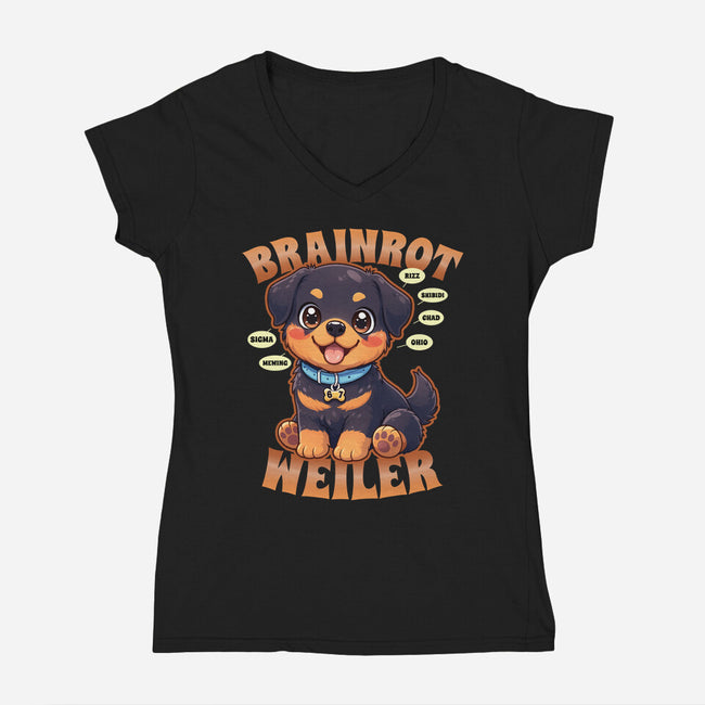 Brain Rottweiler-Womens-V-Neck-Tee-Boggs Nicolas