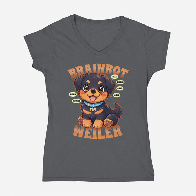 Brain Rottweiler-Womens-V-Neck-Tee-Boggs Nicolas