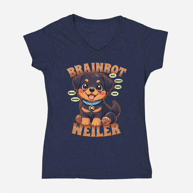 Brain Rottweiler-Womens-V-Neck-Tee-Boggs Nicolas
