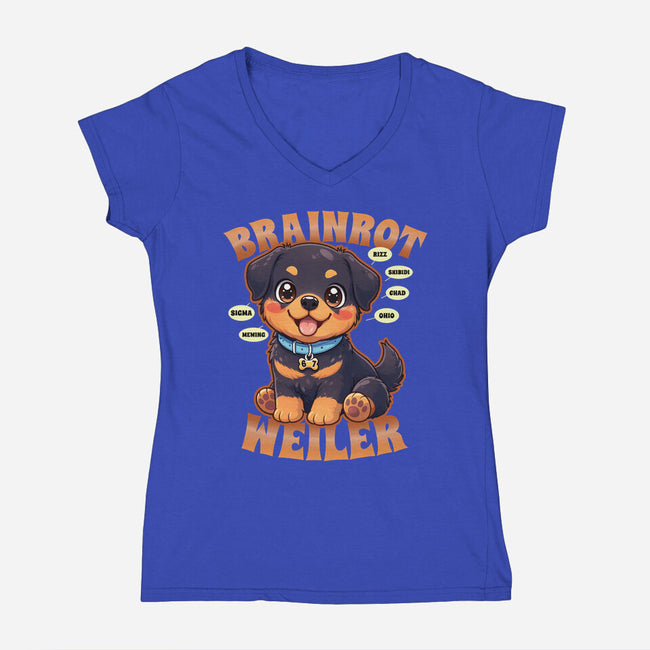 Brain Rottweiler-Womens-V-Neck-Tee-Boggs Nicolas