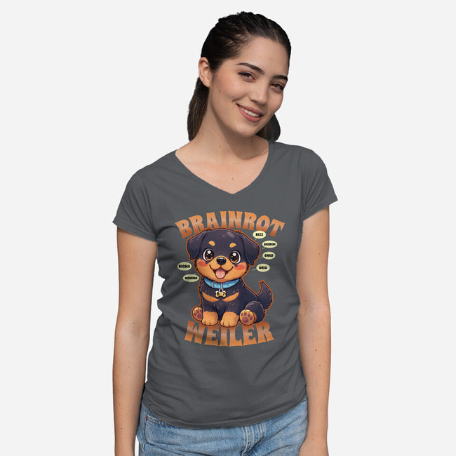 Brain Rottweiler-Womens-V-Neck-Tee-Boggs Nicolas
