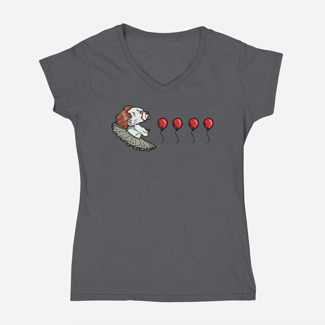 Red Balloons-Womens-V-Neck-Tee-nickzzarto