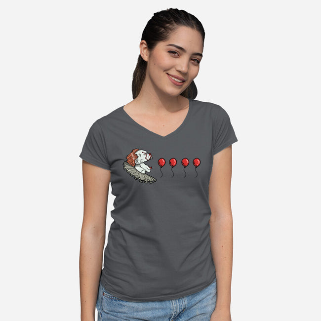 Red Balloons-Womens-V-Neck-Tee-nickzzarto