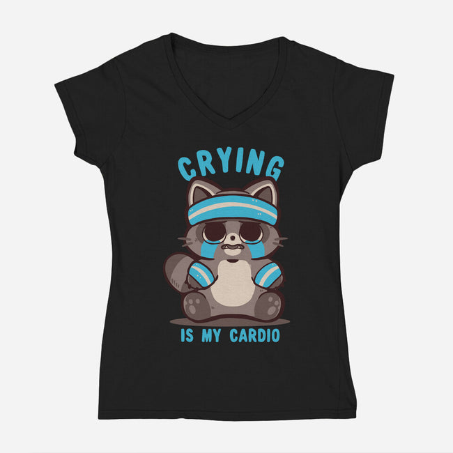 Crying Is My Cardio-Womens-V-Neck-Tee-TechraNova