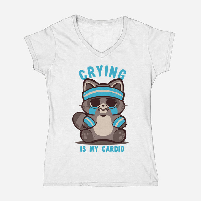 Crying Is My Cardio-Womens-V-Neck-Tee-TechraNova