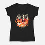 Fire Kitsune-Womens-V-Neck-Tee-NemiMakeit