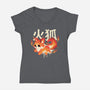 Fire Kitsune-Womens-V-Neck-Tee-NemiMakeit