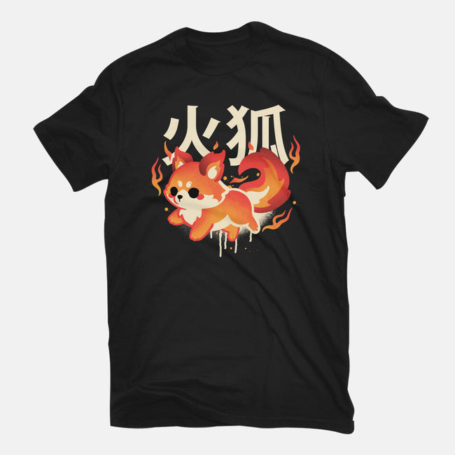 Fire Kitsune-Womens-Fitted-Tee-NemiMakeit