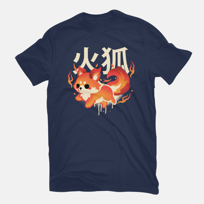 Fire Kitsune-Womens-Fitted-Tee-NemiMakeit