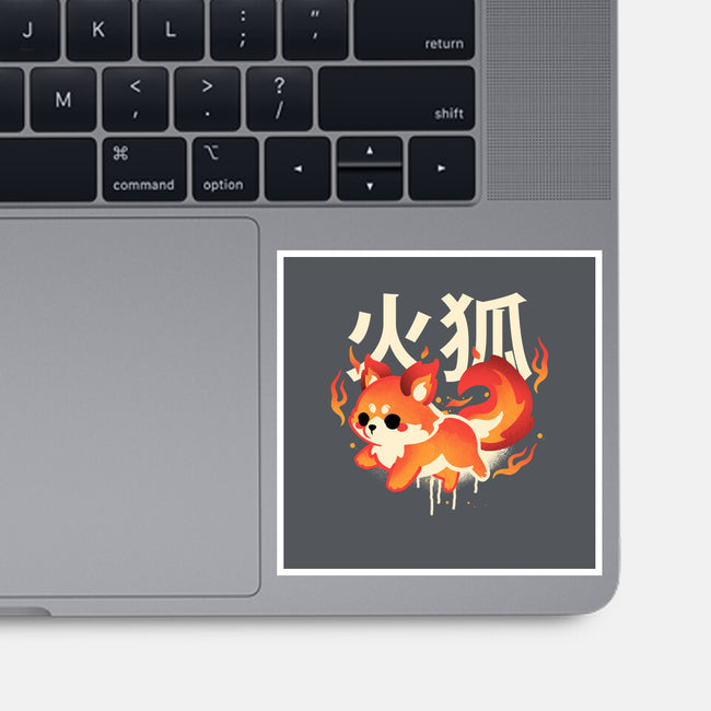Fire Kitsune-None-Glossy-Sticker-NemiMakeit