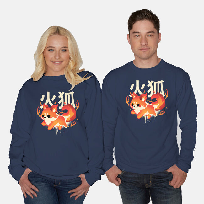 Fire Kitsune-Unisex-Crew Neck-Sweatshirt-NemiMakeit