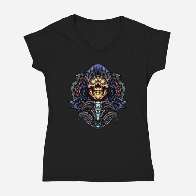 Dark Power Of The Universe-Womens-V-Neck-Tee-glitchygorilla