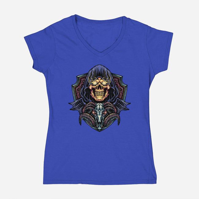 Dark Power Of The Universe-Womens-V-Neck-Tee-glitchygorilla