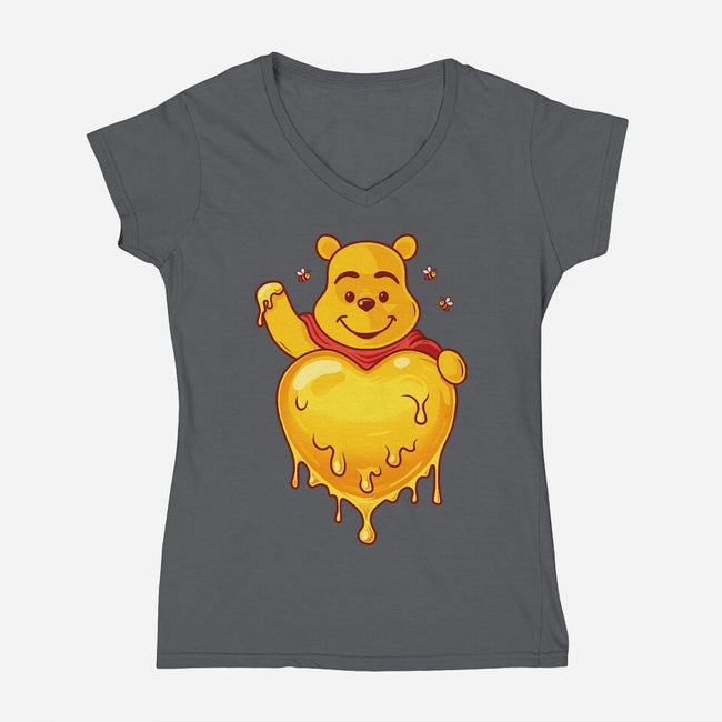 Hunny Heart-Womens-V-Neck-Tee-erion_designs