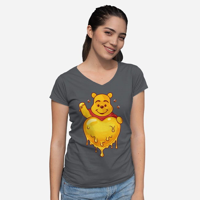 Hunny Heart-Womens-V-Neck-Tee-erion_designs