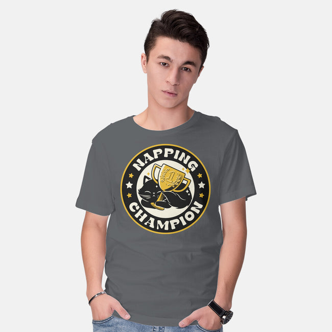 Napping Champion Cat-Mens-Basic-Tee-tobefonseca