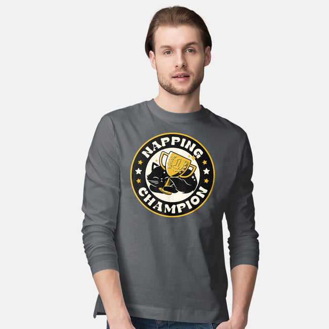 Napping Champion Cat-Mens-Long Sleeved-Tee-tobefonseca
