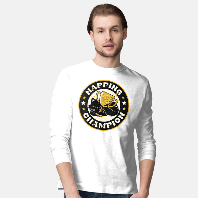Napping Champion Cat-Mens-Long Sleeved-Tee-tobefonseca
