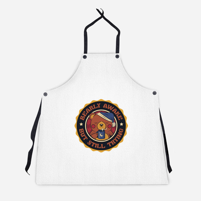 Bearly Awake But Still Trying Bear-Unisex-Kitchen-Apron-tobefonseca