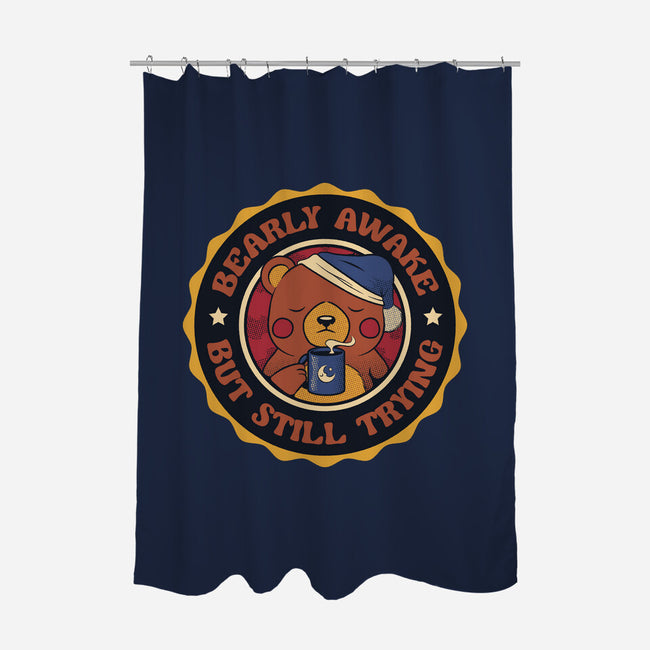 Bearly Awake But Still Trying Bear-None-Polyester-Shower Curtain-tobefonseca