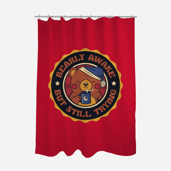 Bearly Awake But Still Trying Bear-None-Polyester-Shower Curtain-tobefonseca