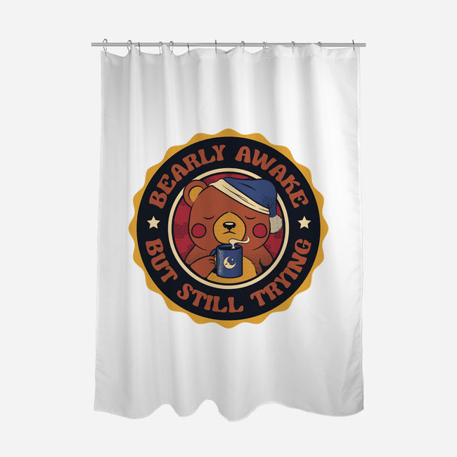 Bearly Awake But Still Trying Bear-None-Polyester-Shower Curtain-tobefonseca