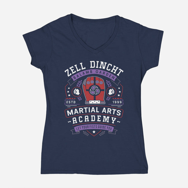 Zell Dincht Academy Emblem-Womens-V-Neck-Tee-LAGELANTEE