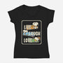 Snoopy Loves To Live And Laugh-Womens-V-Neck-Tee-turborat14