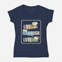 Snoopy Loves To Live And Laugh-Womens-V-Neck-Tee-turborat14