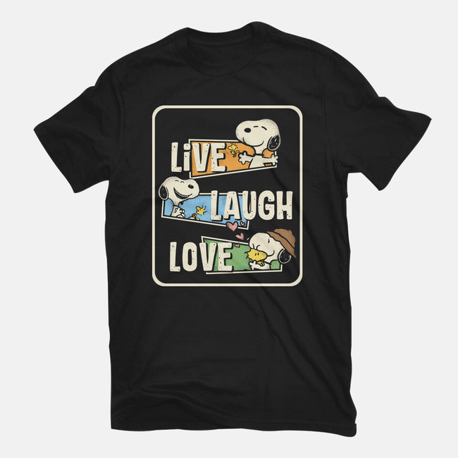Snoopy Loves To Live And Laugh-Womens-Basic-Tee-turborat14