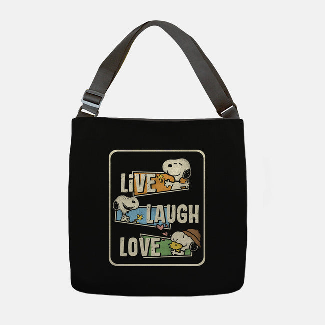 Snoopy Loves To Live And Laugh-None-Adjustable Tote-Bag-turborat14