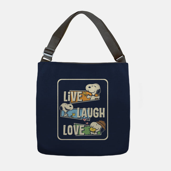 Snoopy Loves To Live And Laugh-None-Adjustable Tote-Bag-turborat14