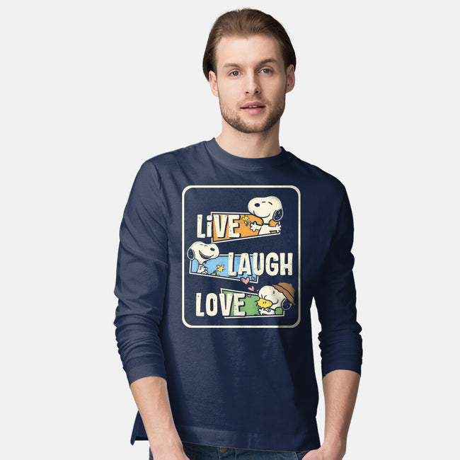 Snoopy Loves To Live And Laugh-Mens-Long Sleeved-Tee-turborat14