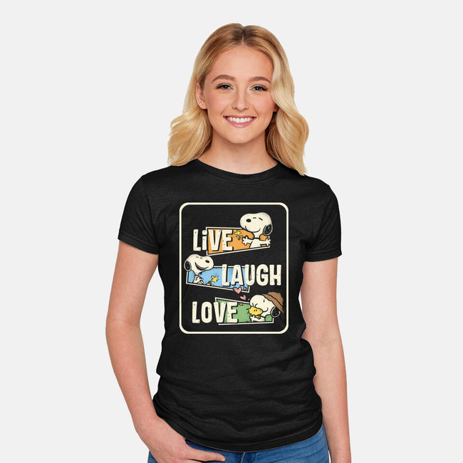 Snoopy Loves To Live And Laugh-Womens-Fitted-Tee-turborat14