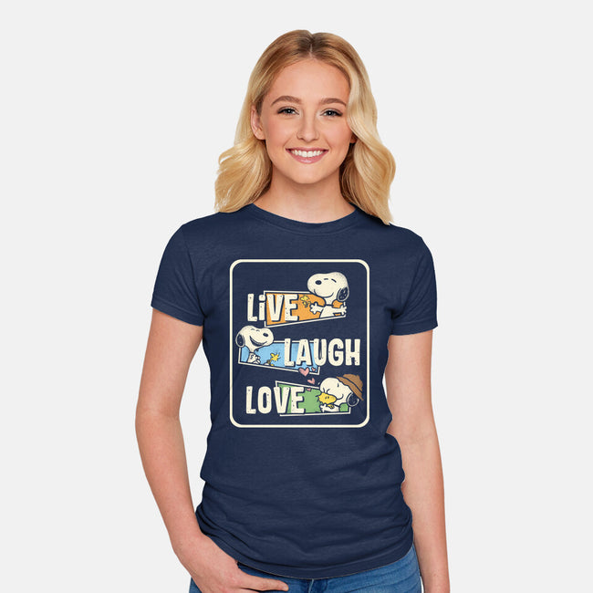 Snoopy Loves To Live And Laugh-Womens-Fitted-Tee-turborat14