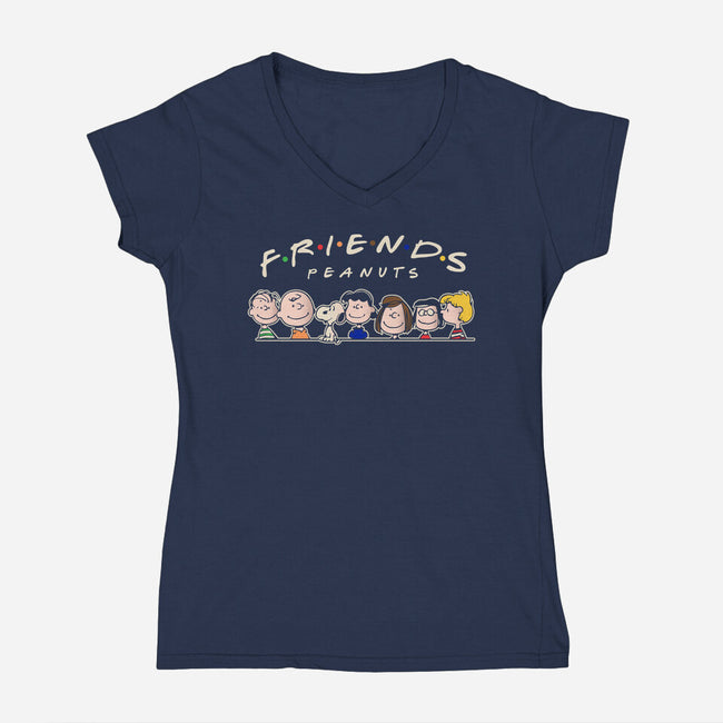 Peanut Friends-Womens-V-Neck-Tee-turborat14
