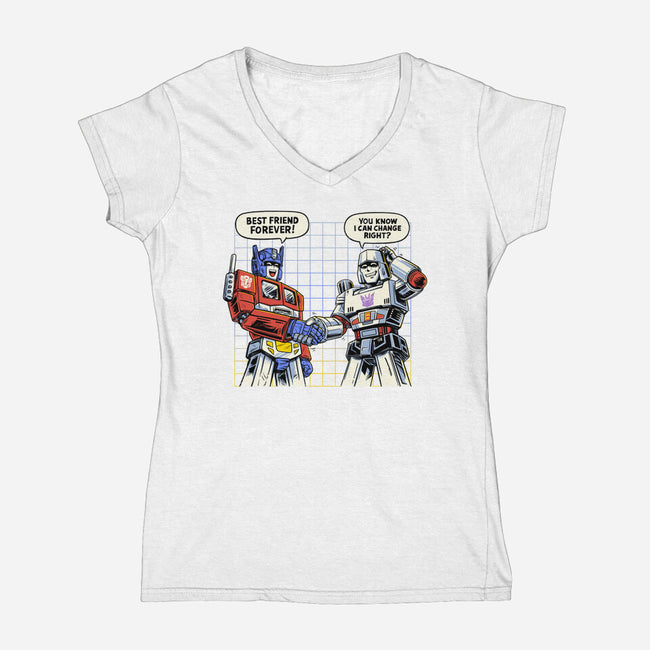 BFF Transform-Womens-V-Neck-Tee-alfbocreative
