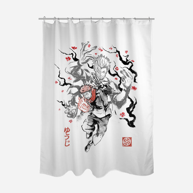 Vessel Of The Cursed King Sumi-e-None-Polyester-Shower Curtain-Astrobot Invention