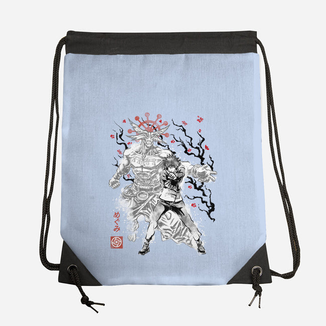 Summoner Of The Shikigami General Sumi-e-None-Drawstring-Bag-Astrobot Invention