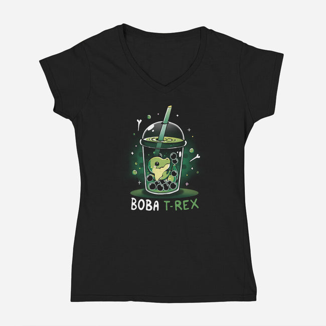 Boba T-Rex-Womens-V-Neck-Tee-Vallina84