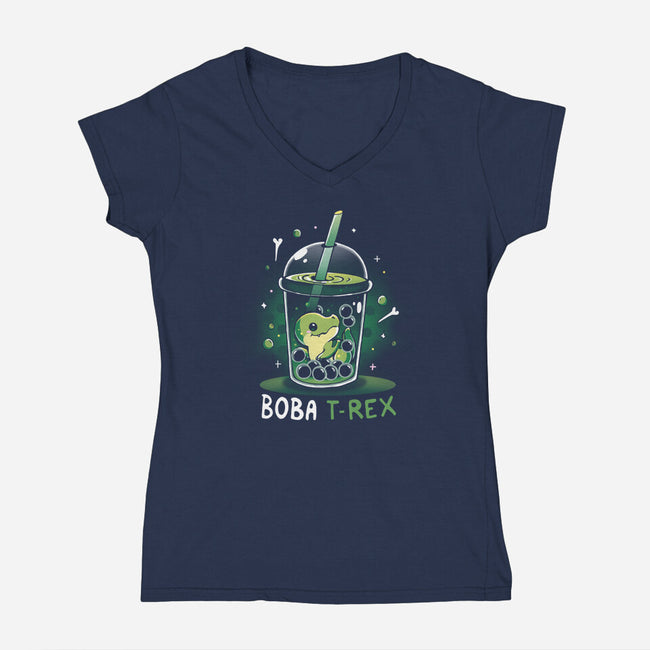 Boba T-Rex-Womens-V-Neck-Tee-Vallina84