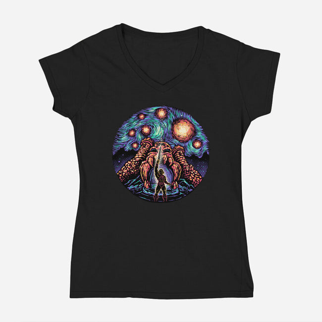 A Starry Universe-Womens-V-Neck-Tee-glitchygorilla